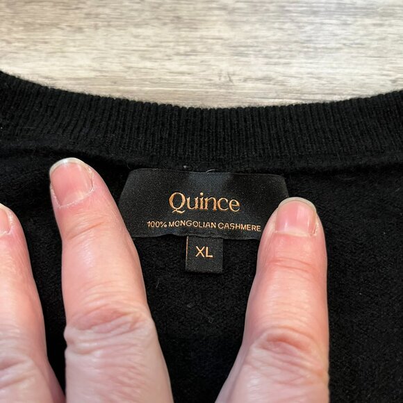 Quince Mongolian Cashmere Crewneck Sweater, Black, Size XL - Picture 3 of 10